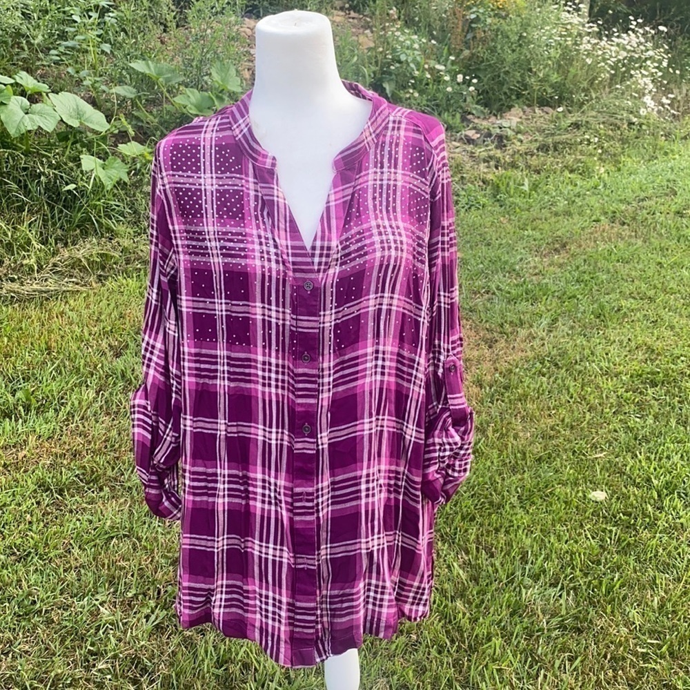 Simply Emma Women’s Plaid Top size 1X